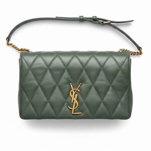 Saint Laurent Angie Chain Bag in green quilted lambskin leather
